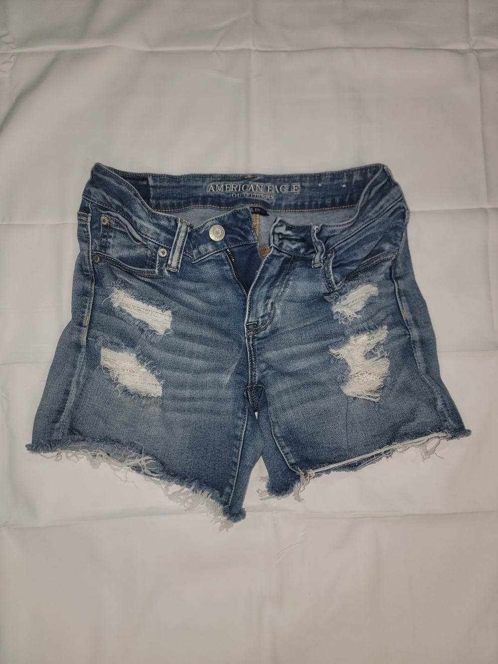 American Eagle Outfitters Distressed Light Blue Denim Shorts